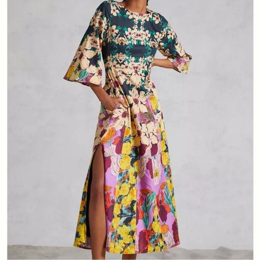 Anthropologie x Roopa Pemmaraju Floral Open Back Maxi Dress